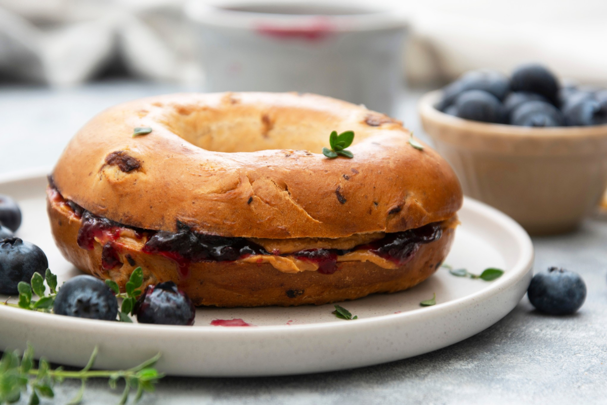 Creamy Fruit Peanut Butter Bagel